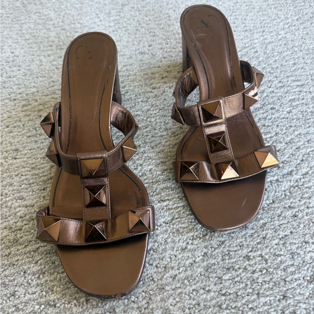 ROMAN STUD CALFSKIN SLIDE SANDAL 60 MM
